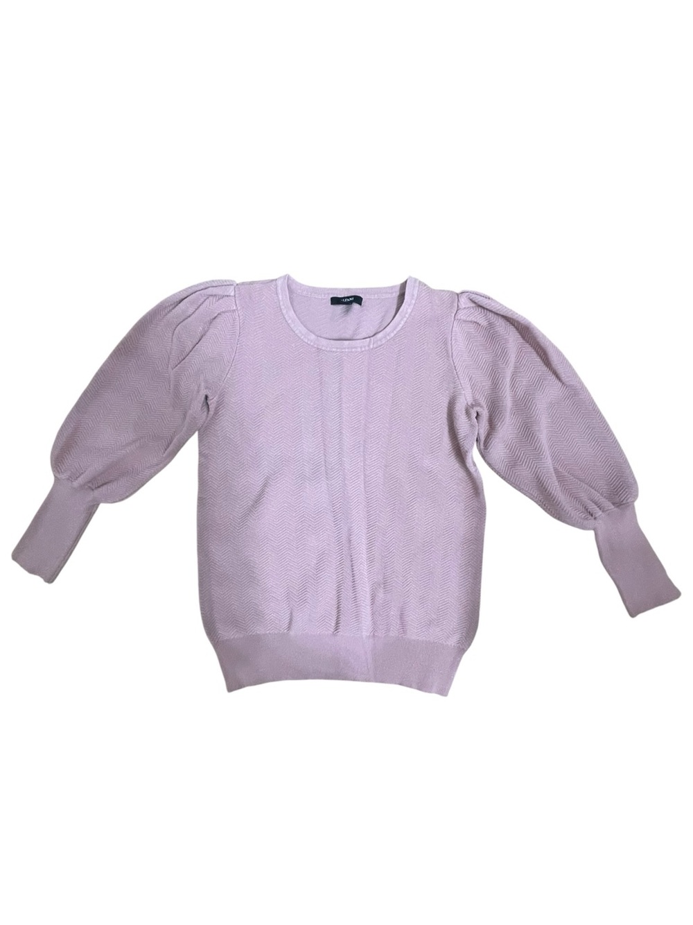 Alfani Purple Chevron Knit Crew Neck Stretch Puff Sleeve Pullover Sweater M